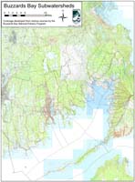 Topographic Map of Buzzards Bay subwatersheds with towns