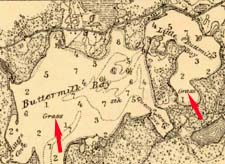Eelgrass in Buttermilk Bay indicated on 1899 chart of Buzzards Bay