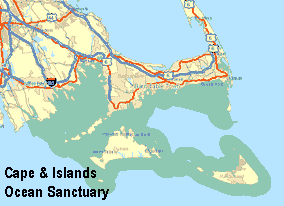 Cape and Islands Massachusetts Ocean Sanctuary Map.