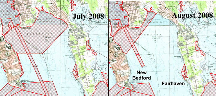 August 2008 shellfish bed openings in New Bedford and Fairhaven