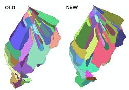 Original and cleaned up and subwatersheds for the Wareham River watershed.