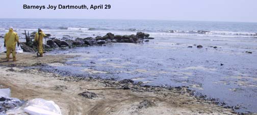 Oil Spill in Buzzards Bay at Barneys Joy, Dartmouth