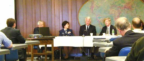 Congressman Bill Delahunt, USCG Mary Landry, and Massachusetts Senators meet to discuss oil spill planning in Buzzards Bay
