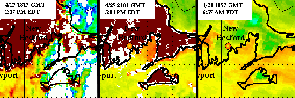 Satellite thermal image map of Buzzards Bay the day of the accident.