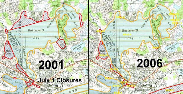 Changes in Buttermilk Bay shellfish bed closures
