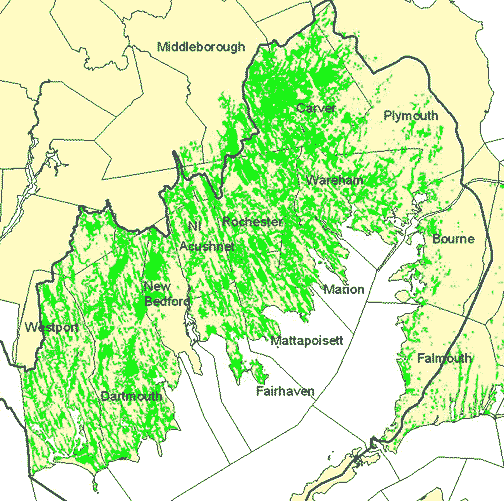 Wetlands in the Buzzards Bay watershed.