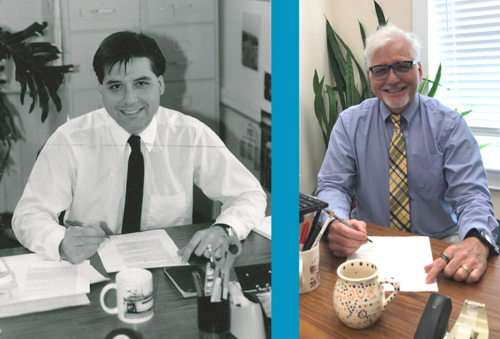 Joe Costa in 1990 (left) and 2025 (right)